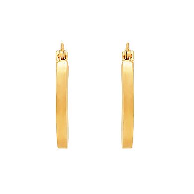 Everlasting Gold 14k Gold Square Tube Hoop Earrings