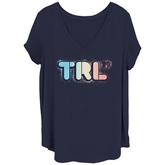 Juniors' Plus Size MTV TRL Spray Paint Logo V Neck Tee