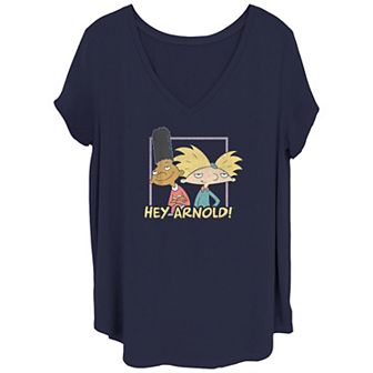 Juniors' Plus Size Hey Arnold! Gerald & Arnold Portrait V Neck Tee