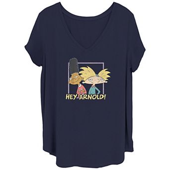 Juniors' Plus Size Hey Arnold! Gerald & Arnold Portrait V Neck Tee