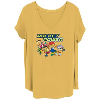 Juniors' Plus Size Nickelodeon Rocket Power Skate Gang V Neck Tee