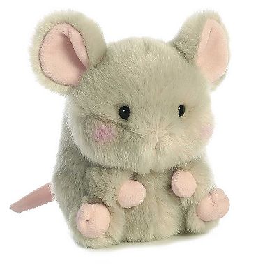 Aurora Mini Grey Rolly Pet 5" Frisk Mouse Round Stuffed Animal
