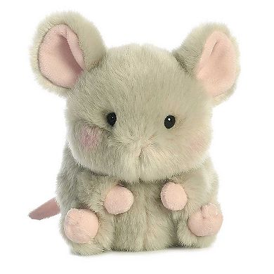 Aurora Mini Grey Rolly Pet 5" Frisk Mouse Round Stuffed Animal