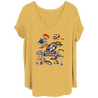 Juniors' Plus Size Nickelodeon Rocket Power Rolling Friends V Neck Tee
