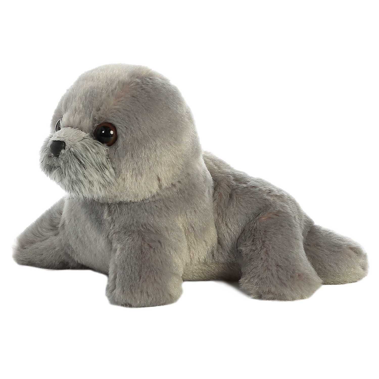 Детская мягкая игрушка Aurora Small Grey Mini Flopsie 8" Harpo Seal Adorable Stuffed Animal — фото 1