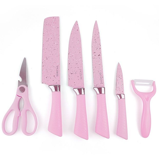 CHUYIREN Pink Knife Set of 6 Stainless Steel Kitchen Knives Sets