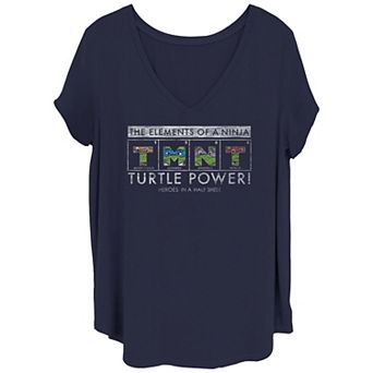 Juniors' Plus Size Nickelodeon Teenage Mutant Ninja Turtles Elements Of A Ninja V Neck Tee