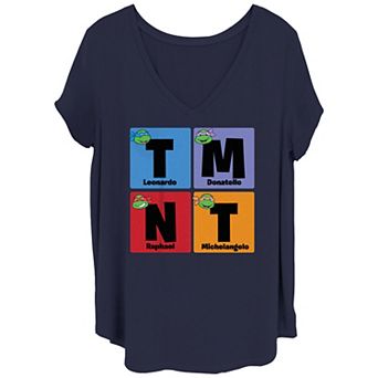 Juniors' Plus Size Nickelodeon Teenage Mutant Ninja Turtles Element Turtles V Neck Tee