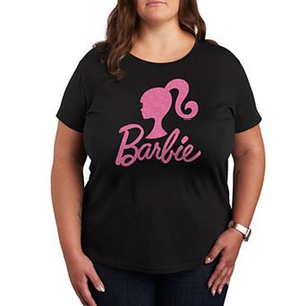 Plus Barbie® Logo Pink Glitter Graphic Tee