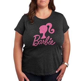 Plus Barbie® Logo Pink Glitter Graphic Tee