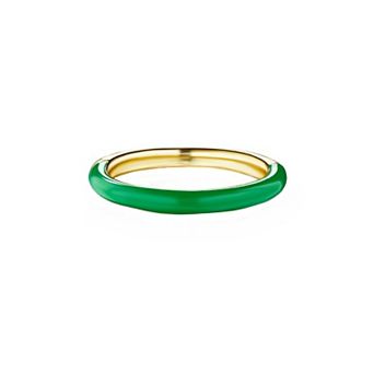 House of Frosted 14k Gold Over Silver Green Enamel Stack Ring