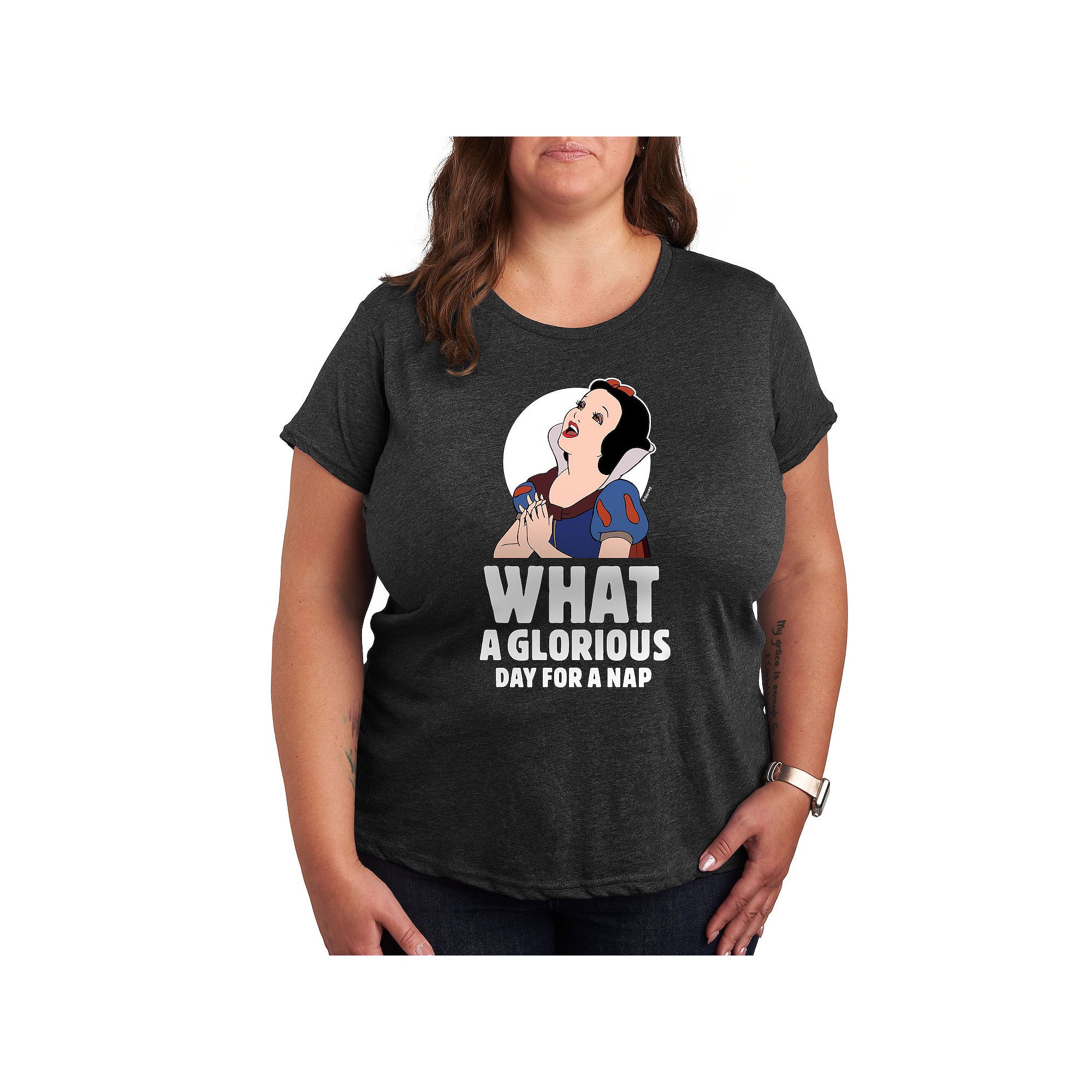 Disney Princess Snow White Plus Nap Graphic Tee, Womens, Size: 1XL, Heathe