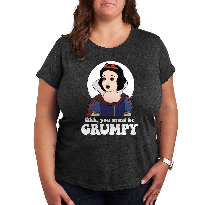 Disney Princess Snow White Plus Must Be Grumpy Graphic Tee, Girl's, Size: 2XL, Heather Grey
