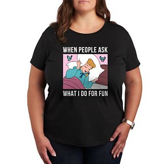 Disney Princess Cinderella Women's Plus What I Do For Fun Is Sleeping Graphic Tee