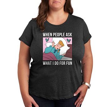 Disney Princess Cinderella Women's Plus What I Do For Fun Is Sleeping Graphic Tee