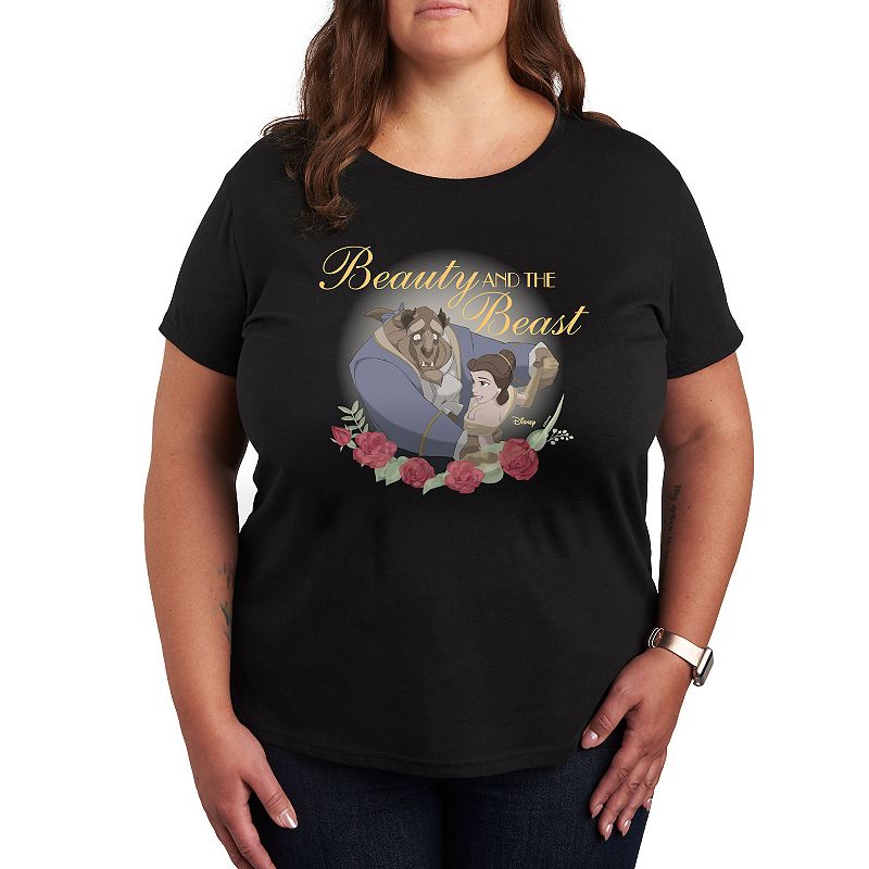 Disney's Beauty and the Beast Plus Roses Graphic Tee, Girl's, Size: 4XL, Black