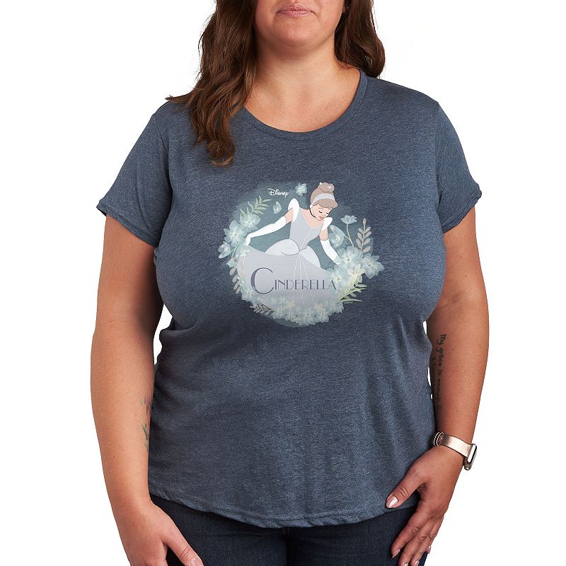 Disney Princess Cinderella Plus Graphic Tee, Girl's, Size: 3XL, Grey Blue