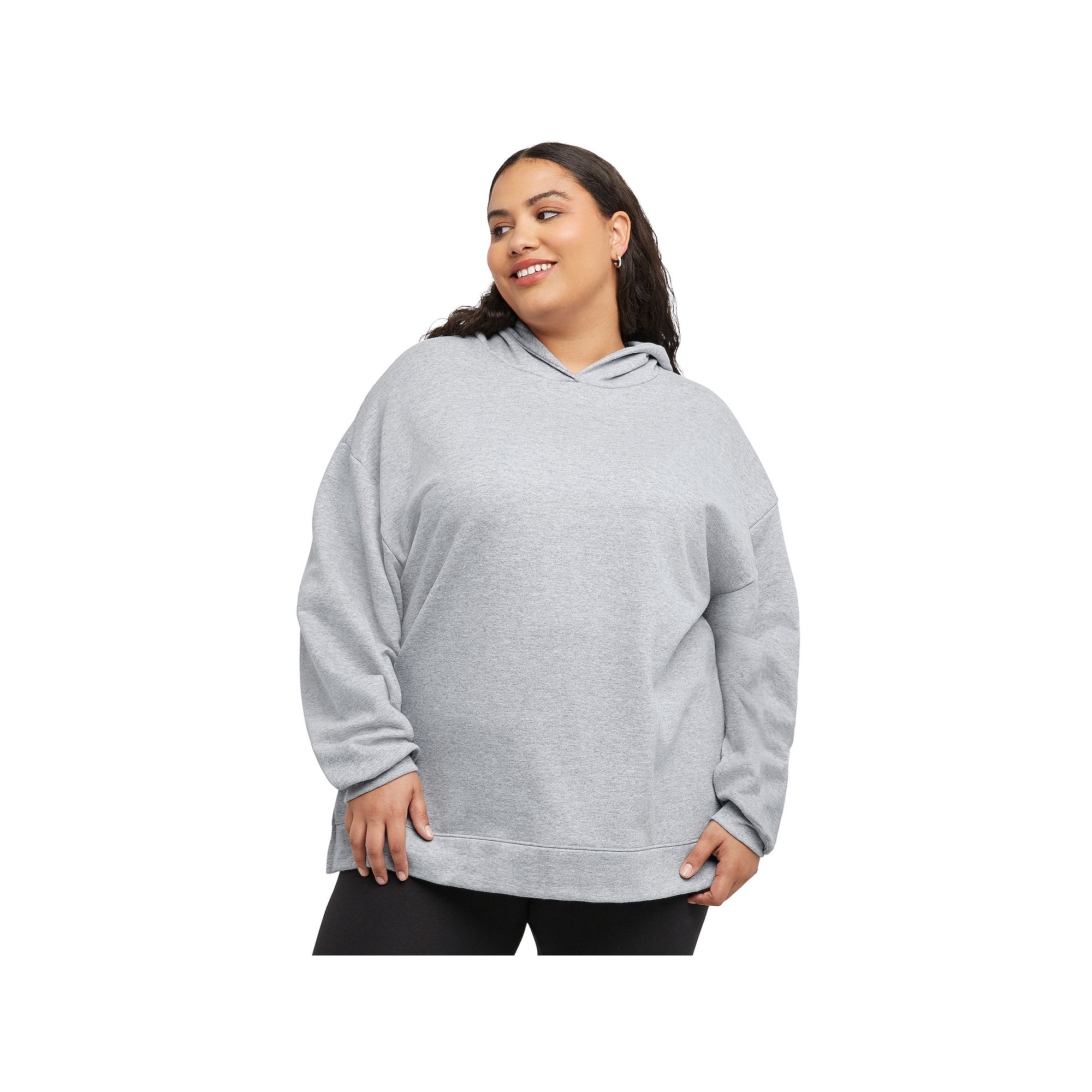 Plus Size Hanes® EcoSmart Fleece Hoodie, Womens, Size: 3XL, Light Silver