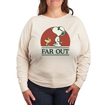 Plus Size Peanuts Snoopy & Woodstock Far Out French Terry Long Sleeve Tee