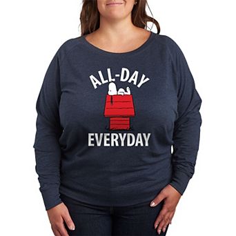 Plus Size Peanuts Snoopy All Day Everyday French Terry Long Sleeve Tee