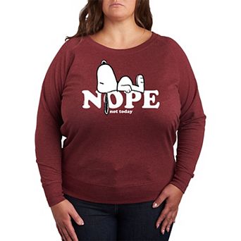 Plus Size Peanuts Snoopy Nope French Terry Long Sleeve Tee