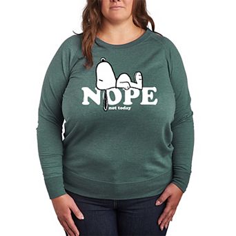 Plus Size Peanuts Snoopy Nope French Terry Long Sleeve Tee