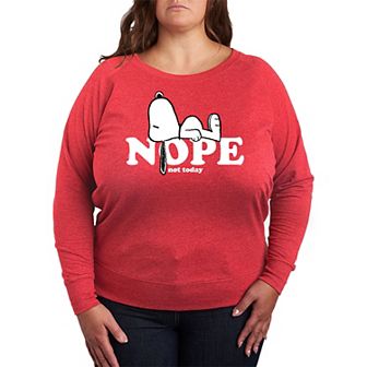 Plus Size Peanuts Snoopy Nope French Terry Long Sleeve Tee
