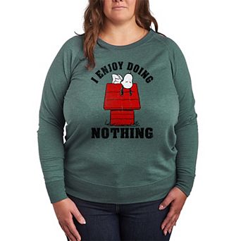 Plus Size Peanuts Snoopy Doing Nothing French Terry Long Sleeve Tee