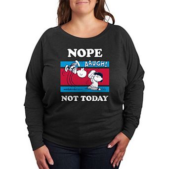 Plus Size Peanuts Charlie Brown & Lucy Nope Not Today French Terry Long Sleeve Tee