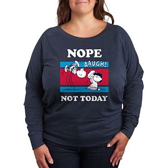Plus Size Peanuts Charlie Brown & Lucy Nope Not Today French Terry Long Sleeve Tee