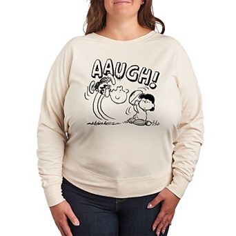 Plus Size Peanuts Charlie Brown Football French Terry Long Sleeve Tee