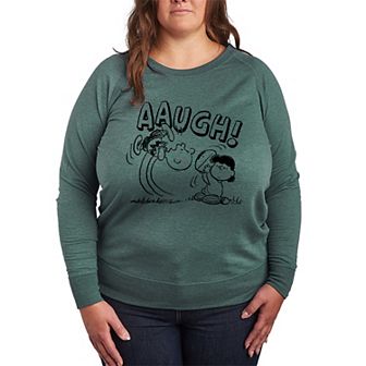 Plus Size Peanuts Charlie Brown Football French Terry Long Sleeve Tee