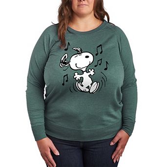 Plus Size Peanuts Snoopy Dancing French Terry Long Sleeve Tee