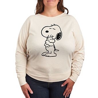 Plus Size Peanuts Snoopy Loves Woodstock French Terry Long Sleeve Tee