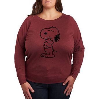 Plus Size Peanuts Snoopy Loves Woodstock French Terry Long Sleeve Tee