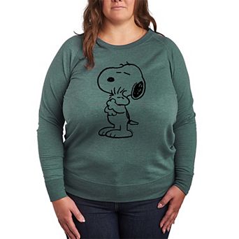 Plus Size Peanuts Snoopy Loves Woodstock French Terry Long Sleeve Tee