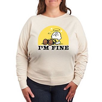 Plus Size Peanuts Charlie Brown I’m Fine French Terry Long Sleeve Tee