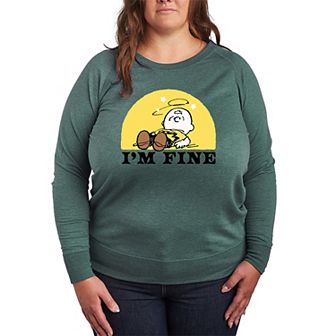 Plus Size Peanuts Charlie Brown I’m Fine French Terry Long Sleeve Tee