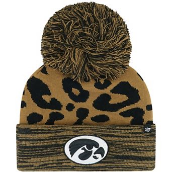Women's '47 Brown Iowa Hawkeyes Rosette Cuffed Knit Hat with Pom