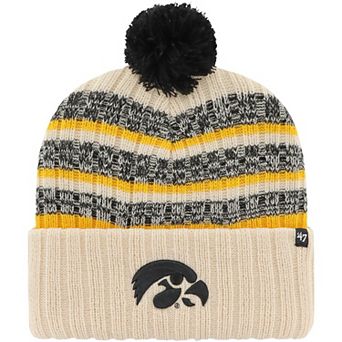 Men's '47 Khaki Iowa Hawkeyes Tavern Cuffed Knit Hat with Pom