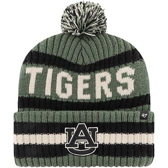 Men's '47 Green Auburn Tigers OHT Military Appreciation Bering Cuffed Knit Hat with Pom