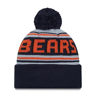 Men's New Era Navy Chicago Bears Throwback Main Cuffed Knit Hat with Pom