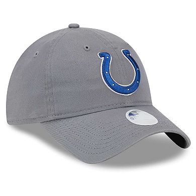 Women's New Era  Gray Indianapolis Colts  Main Core Classic 2.0 9TWENTY Adjustable Hat
