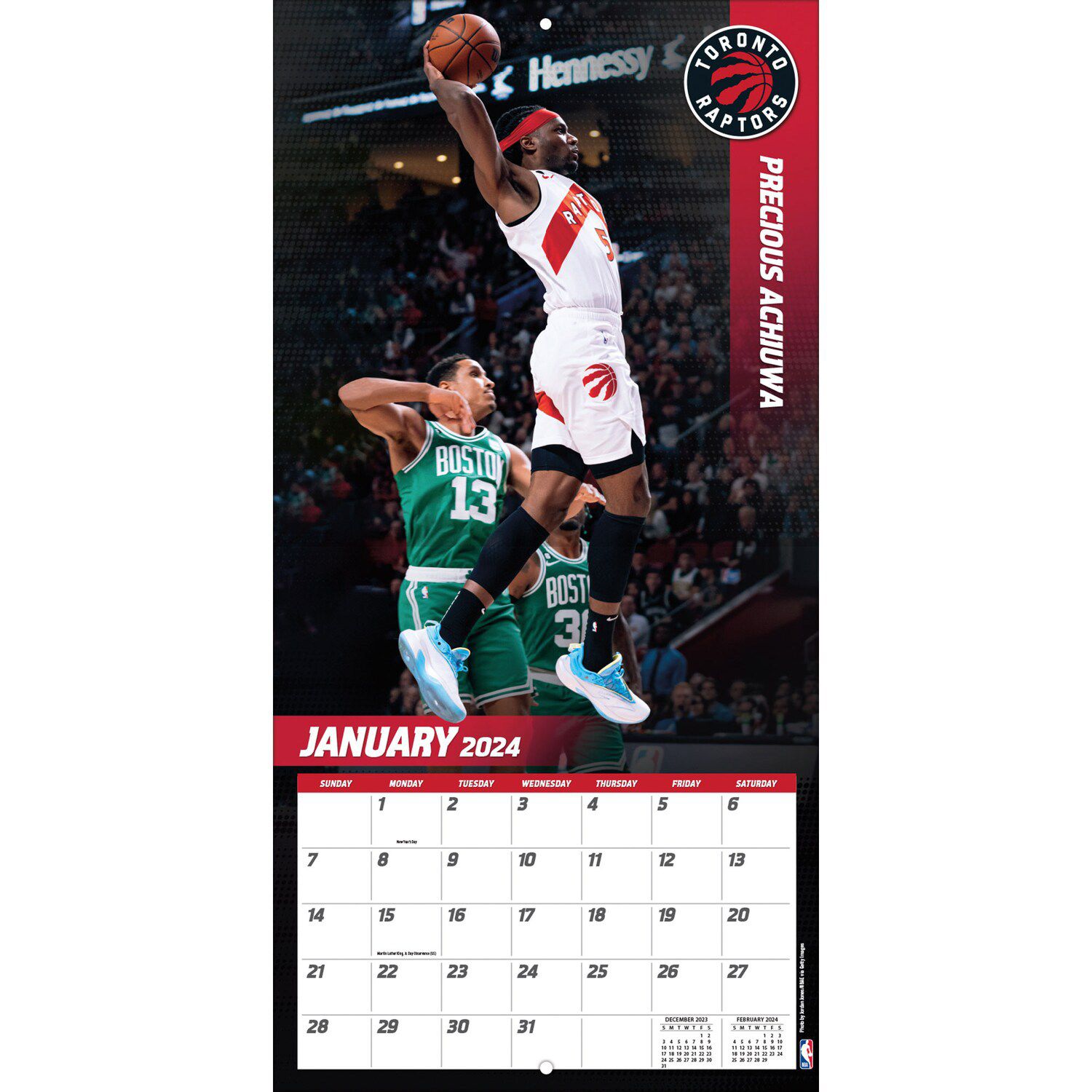 Toronto Raptors 2024 12'' X 12'' Team Wall Calendar