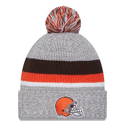 Men's New Era Heather Gray Cleveland Browns Cuffed Knit Hat with Pom