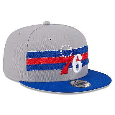 Men's New Era Gray Philadelphia 76ers Chenille Band 9FIFTY Snapback Hat