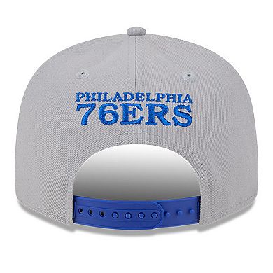 Men's New Era Gray Philadelphia 76ers Chenille Band 9FIFTY Snapback Hat