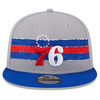 Men's New Era Gray Philadelphia 76ers Chenille Band 9FIFTY Snapback Hat
