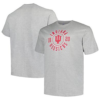 Men's Champion Heather Gray Indiana Hoosiers Big & Tall Circle Logo T-Shirt