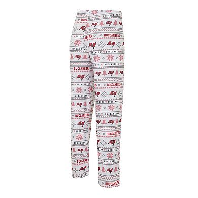 Men's Concepts Sport White/Red Tampa Bay Buccaneers Tinsel Raglan Long Sleeve T-Shirt & Pants Sleep Set